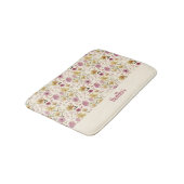 Tapis De Bain Pink Watercolor Wildflower Monogram Name (Angle)