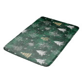 Tapis De Bain Pins d'or Silver Snowflakes Hunter Green (Angle)