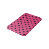 Tapis De Bain Piqûres de croix noire sur fuchsia (Angle)