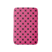 Tapis De Bain Piqûres de croix noire sur fuchsia (Devant (Vertical))