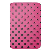 Tapis De Bain Piqûres de croix noire sur fuchsia (devant Vertical)