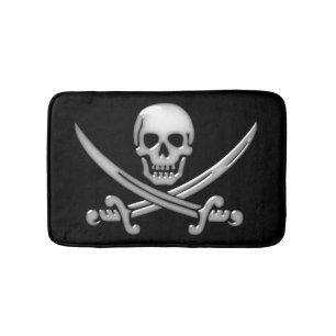 Tapis De Bain Pirate Crâne et os croisés des épées