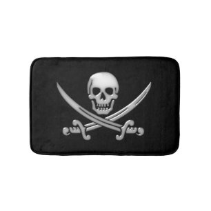 Tapis De Bain Pirate Crâne et os croisés des épées