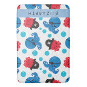 Tapis De Bain Pirate Octopus, Motif Octopus, Mer, Votre Nom (devant Vertical)