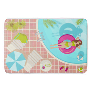 Tapis De Bain Piscine fille en bikini plage d'été
