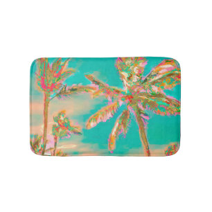 Tapis De Bain PixDezines Vintage Hawaiian Beach/Turquoise