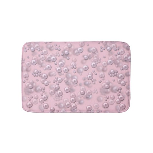 Tapis De Bain Placers de perles blanches roses sur velours rose (Devant)