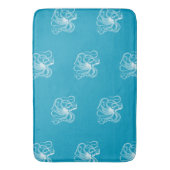 Tapis De Bain Plage Aqua Bleu Océan Blanc Octopus (devant Vertical)