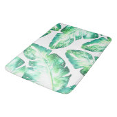 Tapis De Bain Plage Blanc & Vert Tropical Palm Feuille Chic (Angle)