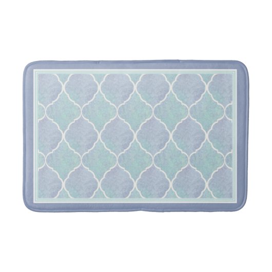 Tapis De Bain Plage Carrelage Marocain Océan Aqua Mer Bleu (Devant)
