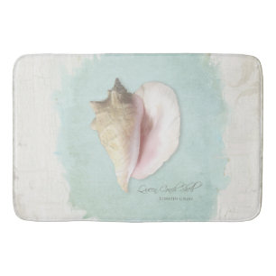 Tapis De Bain Plage Coque nautique Aquarelle bleu blanc