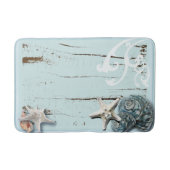 Tapis De Bain Plage côtière bois aqua bleu étoile coquillages (Devant)