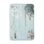 Tapis De Bain Plage côtière bois aqua bleu étoile coquillages (Devant (Vertical))