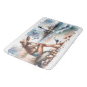 Tapis De Bain Plage côtière fille et phare (Angle)