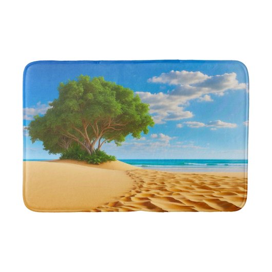 Tapis De Bain Plage de sable de l'île tropicale déserte (Devant)