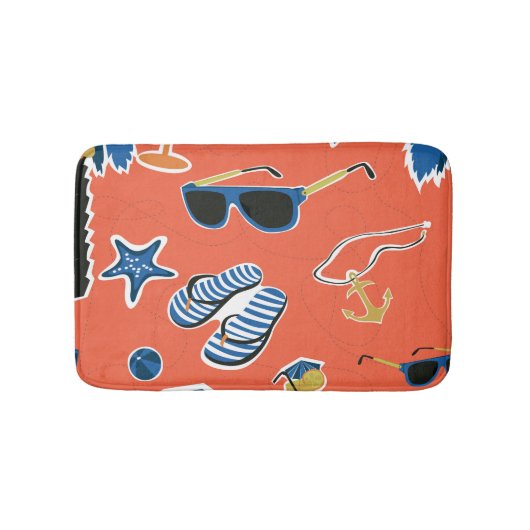 Tapis De Bain Plage d'été : Relaxant Motif sans couture. (Devant)