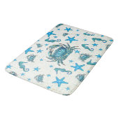 Tapis De Bain Plage moderne Crabe Bleu Starfish Horloge (Angle)
