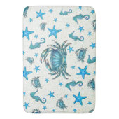 Tapis De Bain Plage moderne Crabe Bleu Starfish Horloge (devant Vertical)