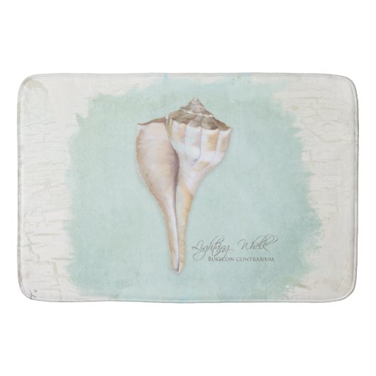 Tapis De Bain Plage Nautique Shell Aquarelle Bleu Blanc (Devant)