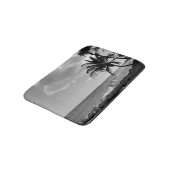 Tapis De Bain Plage tropicale de palmier en noir et blanc (Angle)