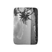 Tapis De Bain Plage tropicale de palmier en noir et blanc (Devant (Vertical))