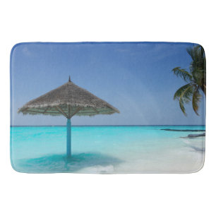 Tapis De Bain Plage tropicale pittoresque avec parapluie de chau