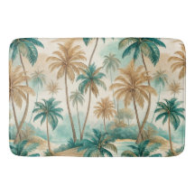 PLAGE TROPICALE VERTE ET BRUNE AVEC PALMIERS