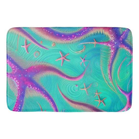 Tapis De Bain Plage turquoise et violette de Starfish (Devant)