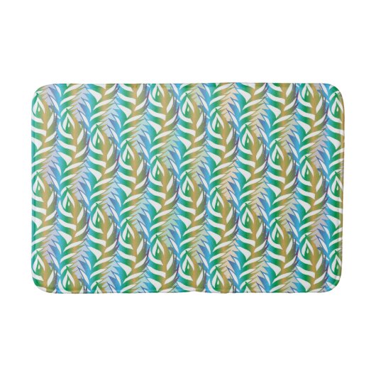 Tapis De Bain Plage turquoise motif en plume amusante. (Devant)