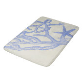 Tapis De Bain Plage Vie Corail bleu Starfish sur Crème (Angle)