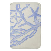 Tapis De Bain Plage Vie Corail bleu Starfish sur Crème (devant Vertical)