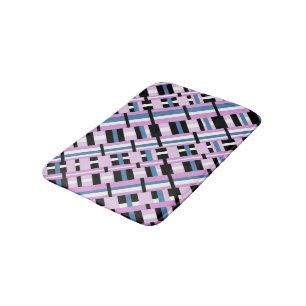 Tapis De Bain Plaid en bleu ardoise, orchidée, noir & blanc