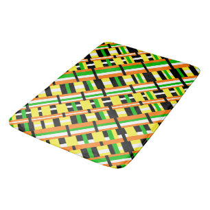 Tapis De Bain Plaid en diagonale moderne verte, orange et jaune