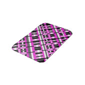 Tapis De Bain Plaid en diagonale rose, noir et gris (Angle)