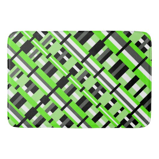 Tapis De Bain Plaid en Diagonale verte, noire et grise (Devant)