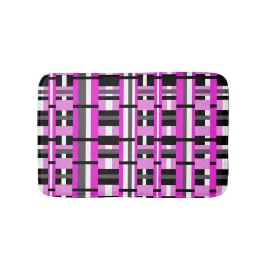 Tapis De Bain Plaid en rose, noir et gris (Devant)