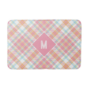 Tapis De Bain Plaid Monogramme personnalisé / Motif Tartan