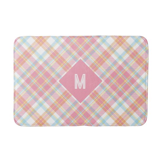 Tapis De Bain Plaid Monogramme personnalisé / Motif Tartan (Devant)