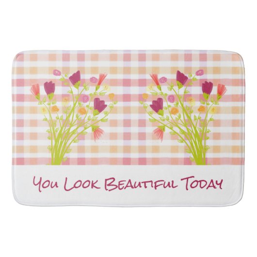 Tapis De Bain Plaid Rose Et Corail (Devant)