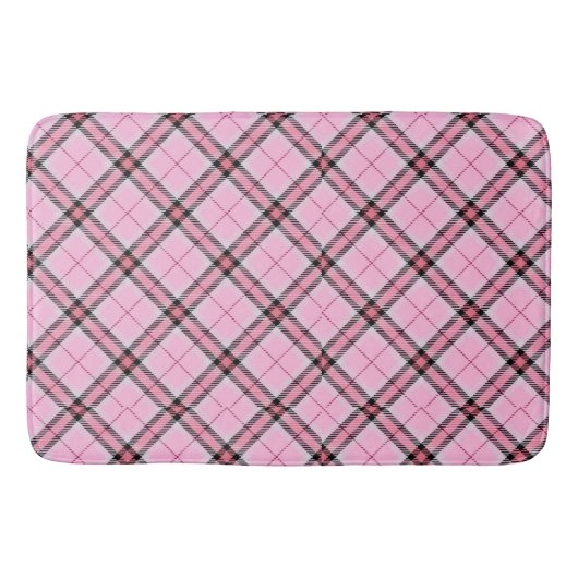 Tapis De Bain Plaid rose et noir (Devant)