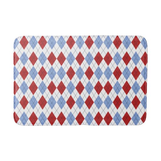 Tapis De Bain Plaid rouge et bleu (Devant)
