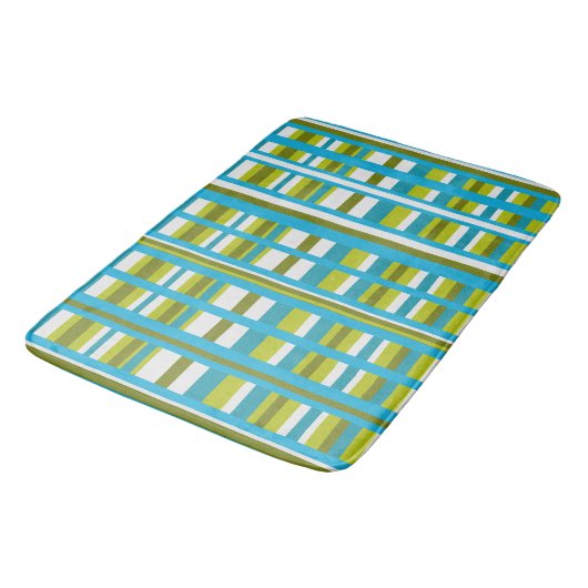 Tapis De Bain Plaid vert turquoise, olive et citron vert (Angle)