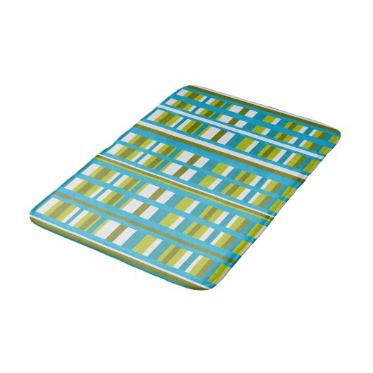 Tapis De Bain Plaid vert turquoise, olive et citron vert (Angle)