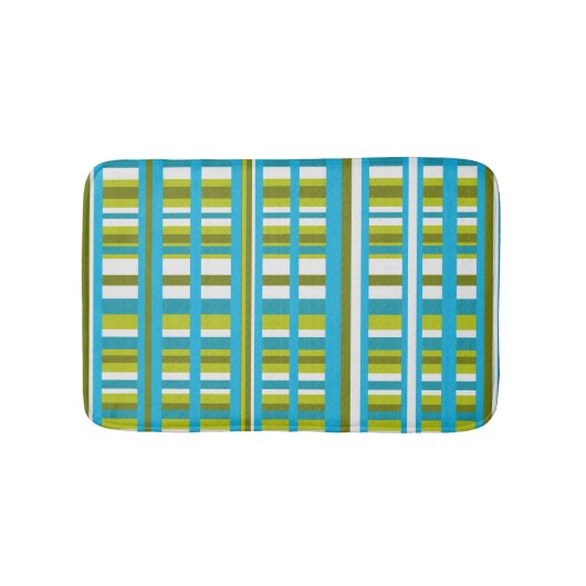 Tapis De Bain Plaid vert turquoise, olive et citron vert (Devant)
