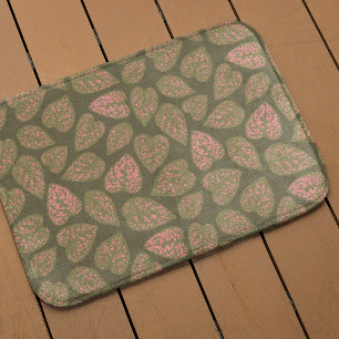 Tapis De Bain Plante Sage Green et rose Polka Dot Feuilles