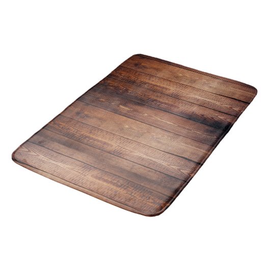 Tapis De Bain Plaques de bois noir rustique (Angle)