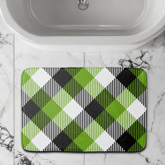 Tapis De Bain Plaques Tartan simples Vert néon