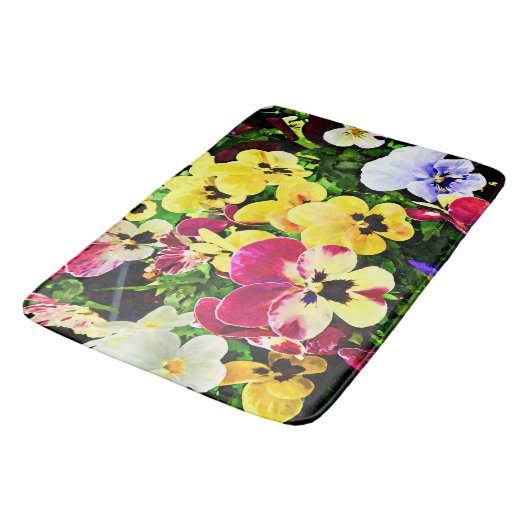 Tapis De Bain Plat de Pansies Couleurs mixtes (Angle)