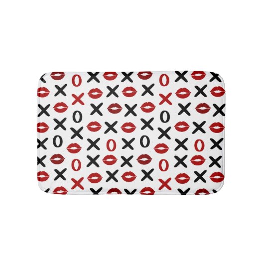 Tapis De Bain Playful XO & Red Lips Modern Love Pattern (Devant)