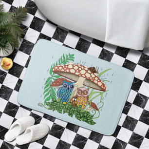 Tapis De Bain Pluie de champignons de la famille de la chouette